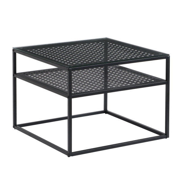 Stolik kawowy ze szkła i metalu 60x60x45 cm kwadratowy stolik do salonu 819599