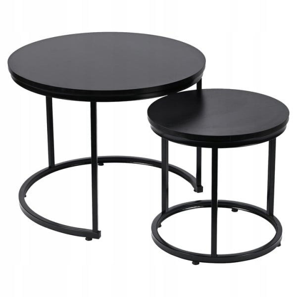 Stolik kawowy zestaw 2 stolików glamour do salonu SK115CZ fi60/40 czarny 766276