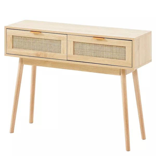 Stolik konsola do przedpokoju korytarza rattan jasna 849614