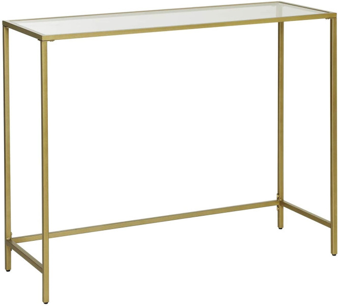 Stolik konsola glamour szklany blat złota metalowa rama 100x35 cm 1011461