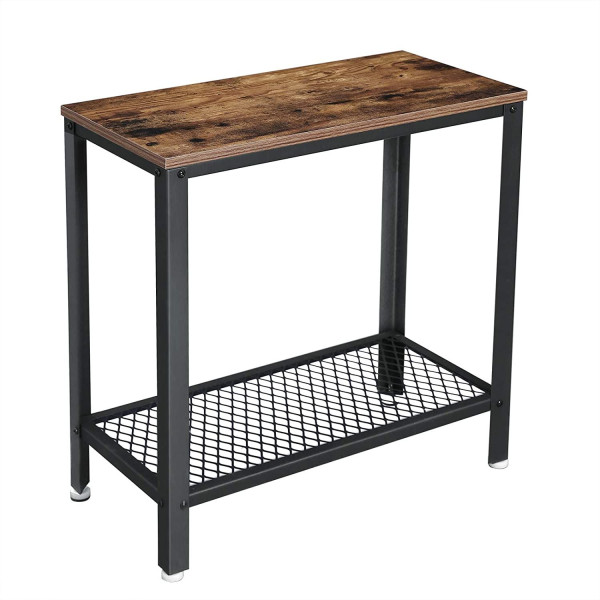 Stolik konsola z półką 60x30 rustykalny brąz metal czarna do salonu 970907