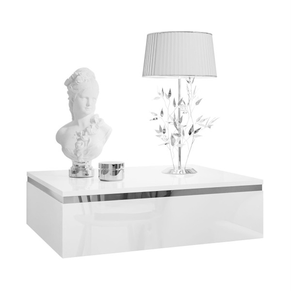 Stolik nocny AURORA SILVER wiszący biały połysk 848390