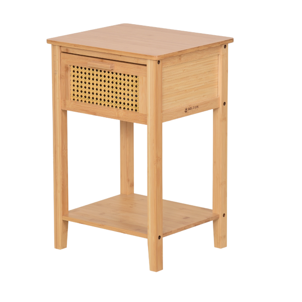Stolik Nocny Bambusowy Szafka Nocna z Szufladą Do Sypialni 60x40x35 cm 825619