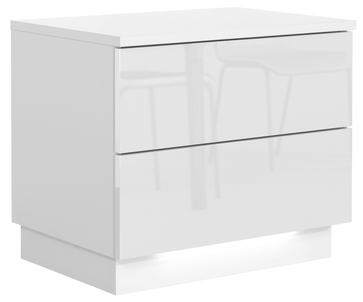 Stolik nocny biały połysk + led 723893