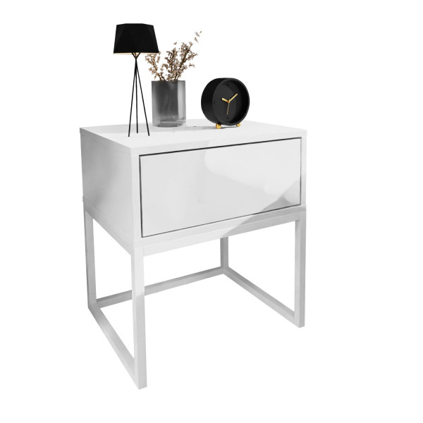 Stolik nocny BLANCO LOFT biały połysk push open 96874
