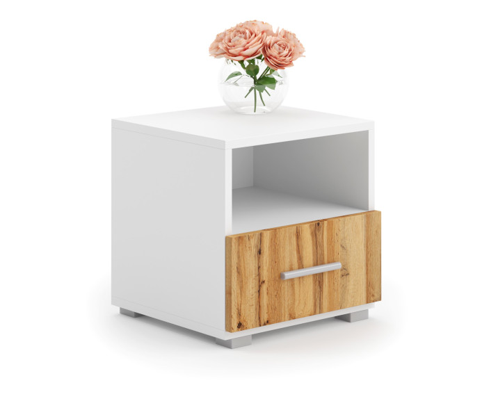 Stolik nocny Emi biały/dąb craft złoty 88966