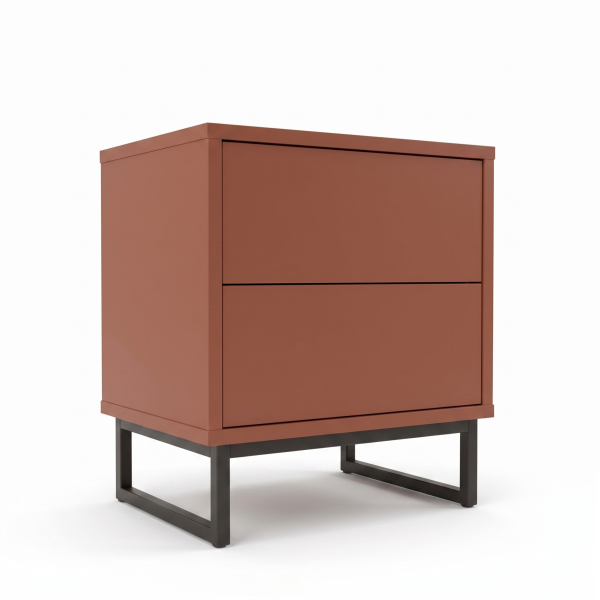Stolik Nocny GENUA 43cm Czerwona Terakota Szafka Nocna Loft Metalowy Stelaż 1063171