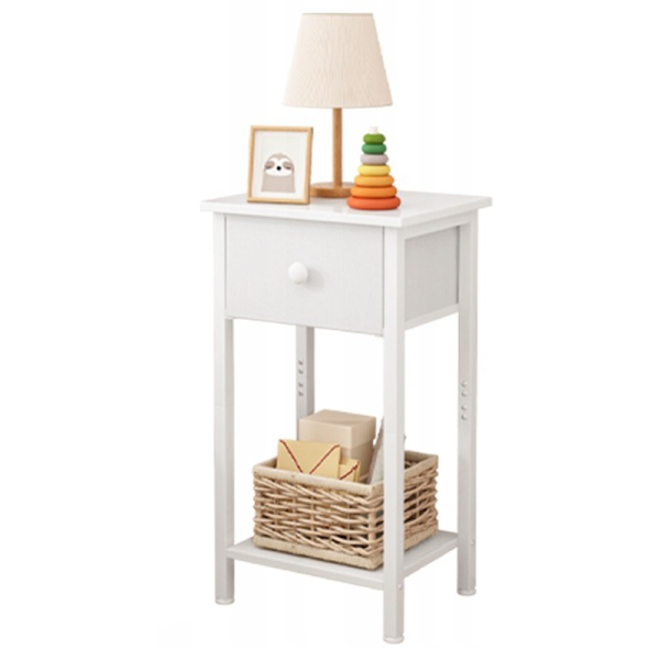 Stolik nocny komoda szafka z szufladą półką biały do sypialni salonu loft 704038