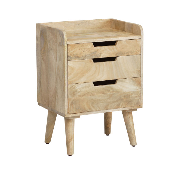 Stolik Nocny Mango Drewno Lite 63 cm Szafka Nocna z 3 Szufladami 678692