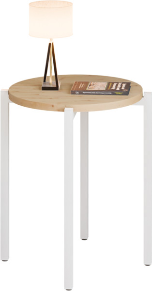 Stolik nocny okrągły loft 35x35x46 cm metalowy biały 996498