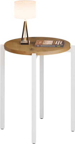 Stolik nocny okrągły loft 35x35x46 cm metalowy biały 996500