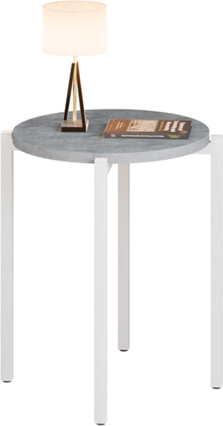 Stolik nocny okrągły loft 35x35x46 cm metalowy biały 996507