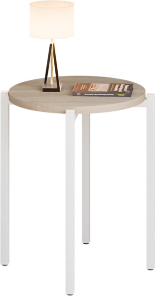 Stolik nocny okrągły loft 35x35x46 cm metalowy biały 996495