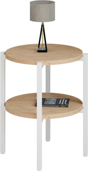 Stolik nocny okrągły loft z półką 35x35x46 cm metalowy biały 1002085