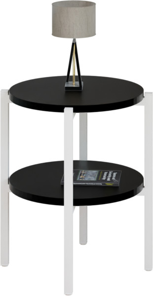 Stolik nocny okrągły loft z półką 35x35x46 cm metalowy biały 1002091