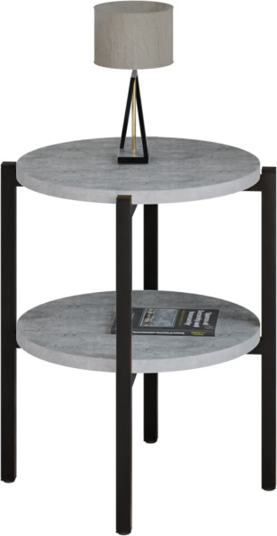 Stolik nocny okrągły loft z półką 35x35x46 cm metalowy czarny 1002099