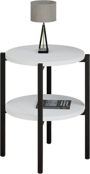 Stolik nocny okrągły loft z półką 35x35x46 cm metalowy czarny 1002100