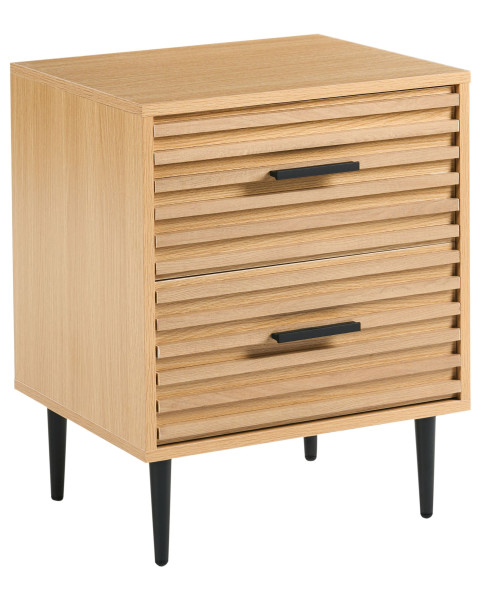 Stolik nocny pomocniczy 2 szuflady MDF jasnobrązowy 870333