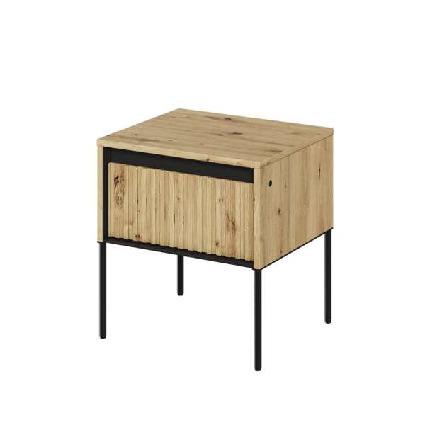 Stolik nocny TREND dąb artisan z frezowaną szufladą z oświetleniem LED 800754