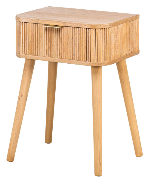 Stolik nocny z 1 szufladą z naturalnego drewna 72802