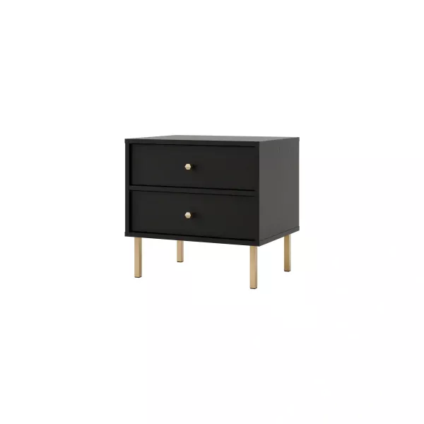 Stolik nocny z szufladami do sypialni Sakai 2 2S T801 Czarny 716022