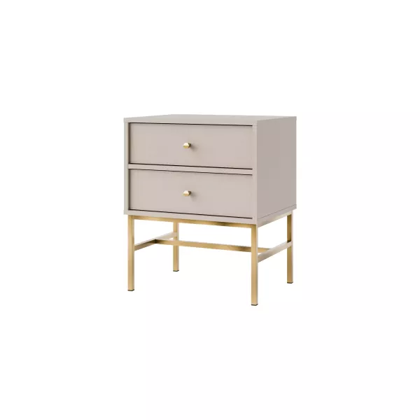 Stolik nocny z szufladami do sypialni Sakai 3 2S T801 Beżowy 716015
