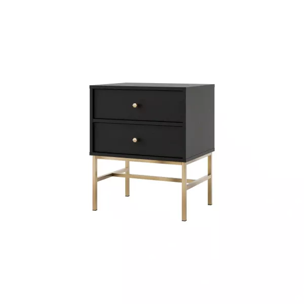 Stolik nocny z szufladami do sypialni Sakai 3 2S T801 Czarny 716017