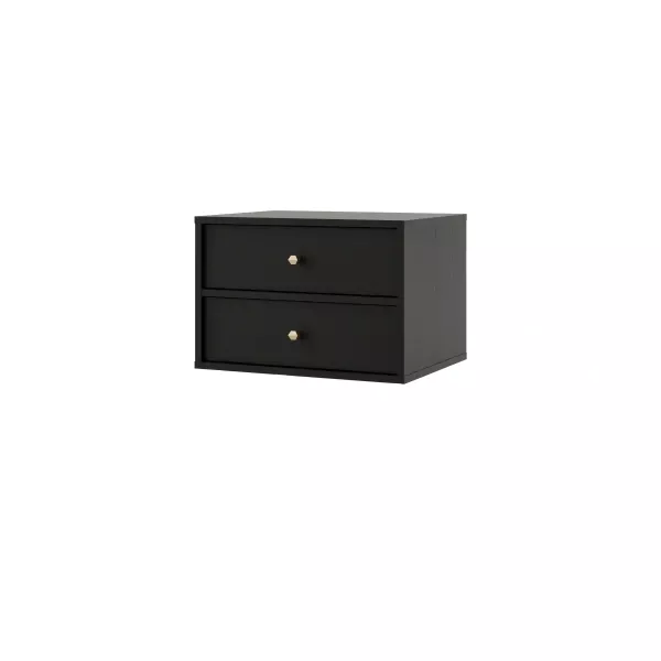 Stolik nocny z szufladami do sypialni Sakai 4 2S T801 Czarny 716023