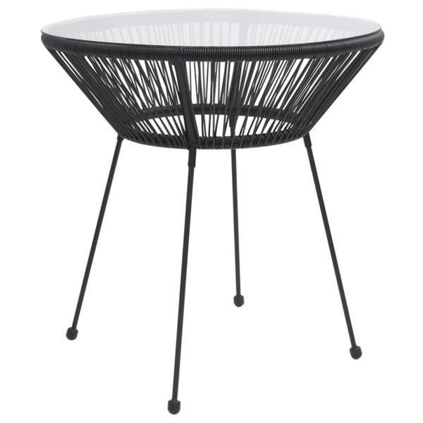 Stolik ogrodowy, czarny, Ø70x74 cm, rattan i szkło 630521