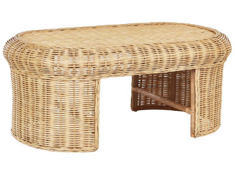Stolik ogrodowy rattanowy 96x60 cm naturalny 300999