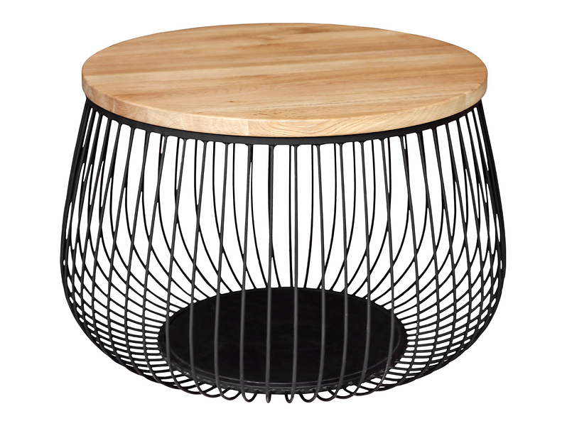 Stolik okrągły Basket 70 cm brązowo-czarny 724277