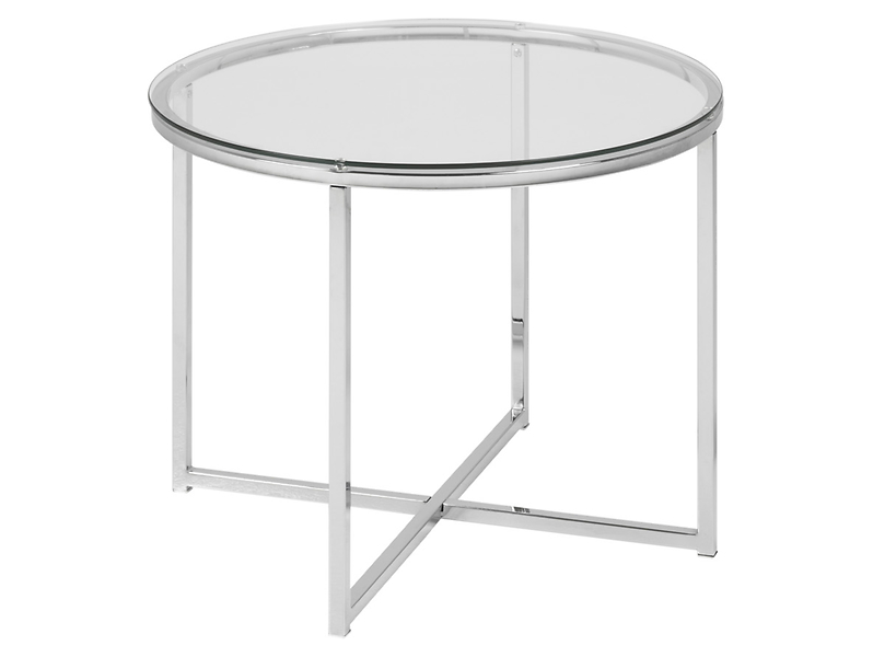 Stolik okrągły Cross 50 cm szklany transparentny 49432