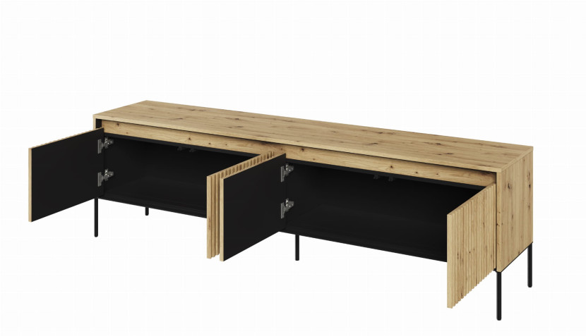 Stolik pod telewizor dąb artisan loftowy z ryflowanym frontem FLORES 805106