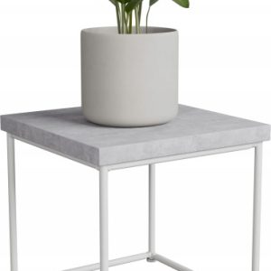 Stolik pomocniczy Druciany Kwietnik 20x20x20 Loft Biały+Beton Jasny 925179 Stolik pomocniczy Druciany Kwietnik 20x20x20 Loft Biały+Beton Jasny 925179