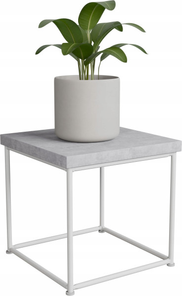 Stolik pomocniczy Druciany Kwietnik 20x20x20 Loft Biały+Beton Jasny 925179