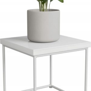 Stolik pomocniczy Druciany Kwietnik 20x20x20 Loft Biały+Biały Połysk 925137 Stolik pomocniczy Druciany Kwietnik 20x20x20 Loft Biały+Biały Połysk 925137