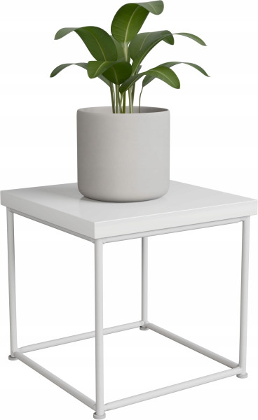 Stolik pomocniczy Druciany Kwietnik 20x20x20 Loft Biały+Biały Połysk 925137