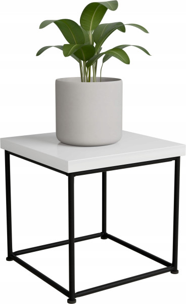 Stolik pomocniczy Druciany Kwietnik 20x20x20 Loft Czarny+Biały Połysk 925135