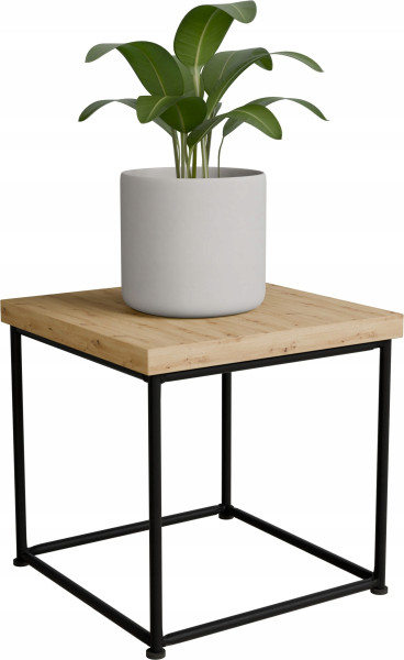 Stolik pomocniczy Druciany Kwietnik 20x20x20 Loft Czarny+Dąb Artisan 925153