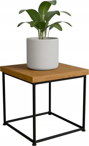 Stolik pomocniczy Druciany Kwietnik 20x20x20 Loft Czarny+Dąb Lancelot 925119