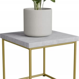 Stolik pomocniczy Druciany Kwietnik 20x20x20 Loft Złoty+Beton Jasny 925174 Stolik pomocniczy Druciany Kwietnik 20x20x20 Loft Złoty+Beton Jasny 925174
