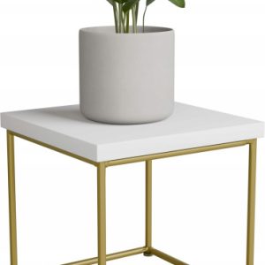 Stolik pomocniczy Druciany Kwietnik 20x20x20 Loft Złoty+Biały Mat 925164 Stolik pomocniczy Druciany Kwietnik 20x20x20 Loft Złoty+Biały Mat 925164