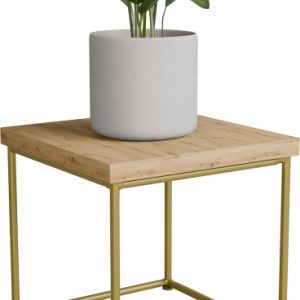Stolik pomocniczy Druciany Kwietnik 20x20x20 Loft Złoty+Dąb Artisan 925162 Stolik pomocniczy Druciany Kwietnik 20x20x20 Loft Złoty+Dąb Artisan 925162