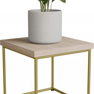 Stolik pomocniczy Druciany Kwietnik 20x20x20 Loft Złoty+Dąb Sonoma 925109 Stolik pomocniczy Druciany Kwietnik 20x20x20 Loft Złoty+Dąb Sonoma 925109