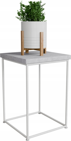 Stolik pomocniczy Druciany Kwietnik 20x20x30 Loft Biały+Beton Jasny 925171
