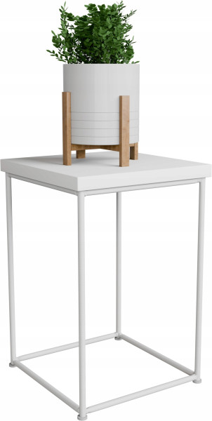 Stolik pomocniczy Druciany Kwietnik 20x20x30 Loft Biały+Biały Mat 925148