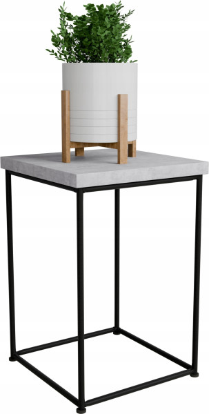 Stolik pomocniczy Druciany Kwietnik 20x20x30 Loft Czarny+Beton Jasny 925163