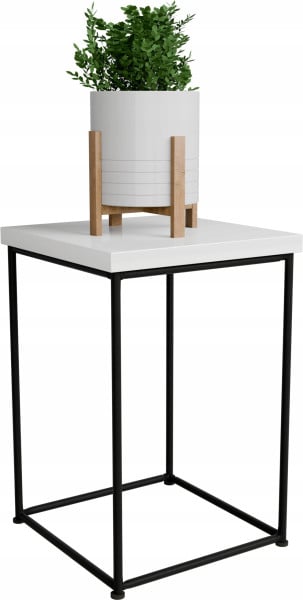 Stolik pomocniczy Druciany Kwietnik 20x20x30 Loft Czarny+Biały Połysk 925112