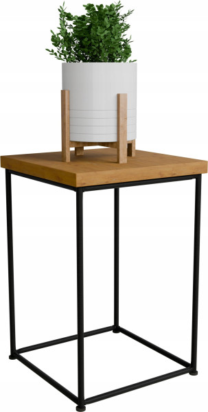 Stolik pomocniczy Druciany Kwietnik 20x20x30 Loft Czarny+Dąb Lancelot 925116