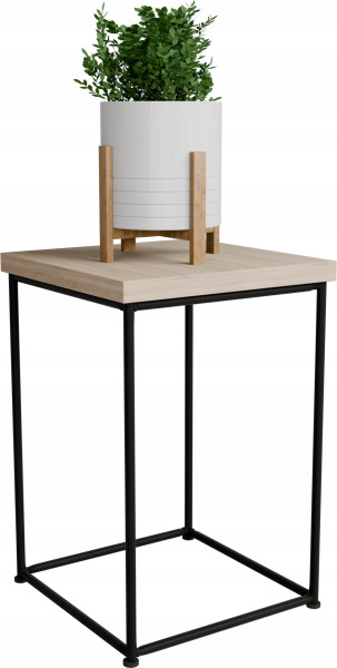 Stolik pomocniczy Druciany Kwietnik 20x20x30 Loft Czarny+Dąb Sonoma 925129